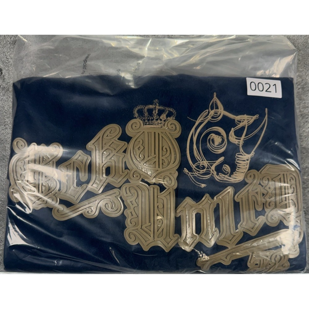 Ecko Unltd Gothic Logo T-Shirt Navy Blue Gold Vintage 2000s Y2K Mens 2XL - Picture 13 of 13